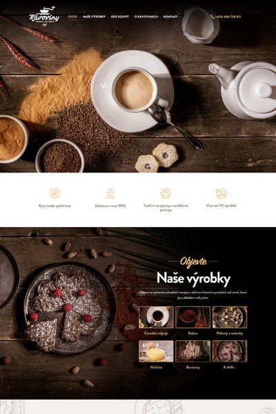 Screenshot webu Kávoviny